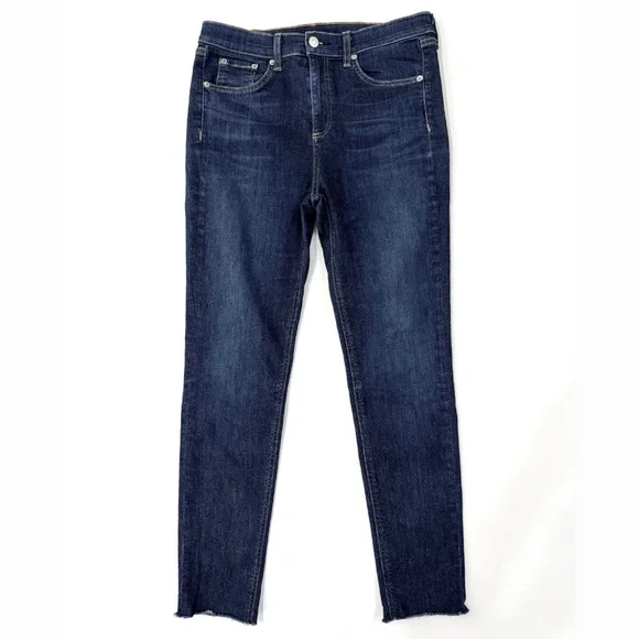 rag & bone 10 Inch Ankle Skinny Raw Hem Jeans Mad River Dark Wash Denim 29 - Picture 3 of 8